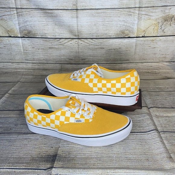 Vans Comfycush Authentic Checker Zinnia White Skate Sneakers Mens 9 US Wmns 10.5 - Picture 1 of 4